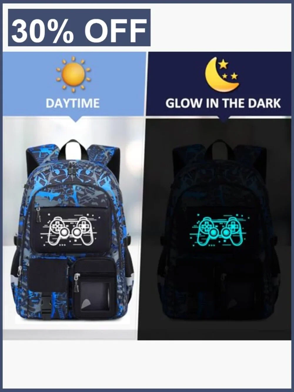 4 Piece Gamer Boys Backpack Set with Lunch Box & Pencil Case Large 18 inch
